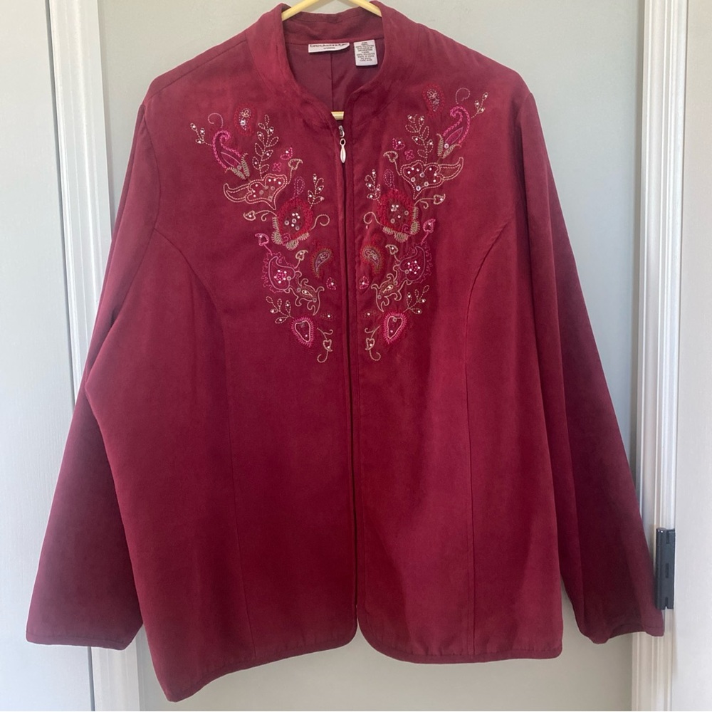 Breckenridge Women's Red Bomber Jacket with Embroidery